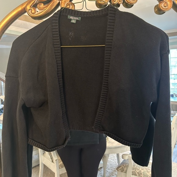 Black Crop Open-Front Sweater - Picture 1 of 1